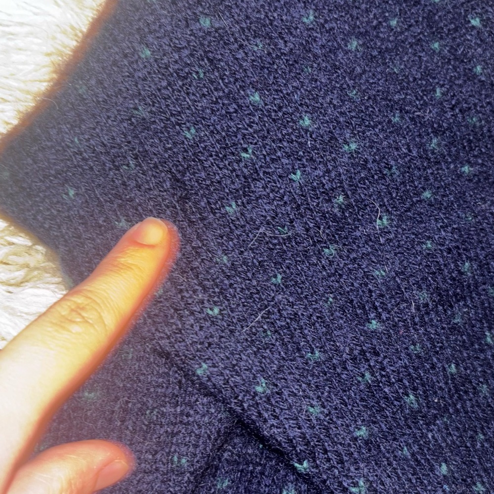 L.L. Bean Navy and Teal Patterned Button Cardigan - Picture 8 of 10